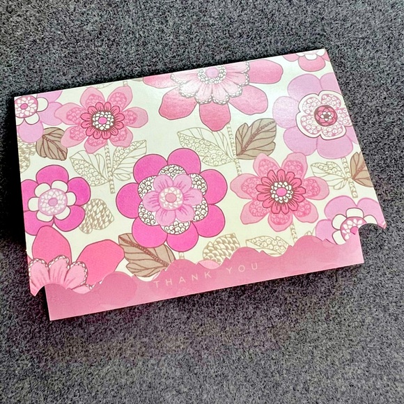 Used-Galison New York Pink Floral Thank You Cards Box of 11 - Picture 2 of 5